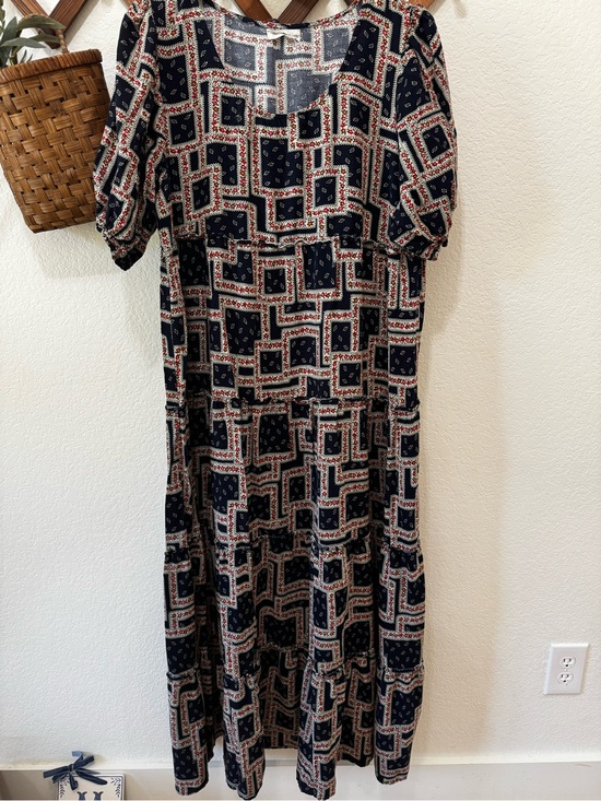 NATURAL LIFE Dresses & Skirts - Natural Life Boho Patchwork boho cottagecore Print Maxi Dress  Navy and Cream XL